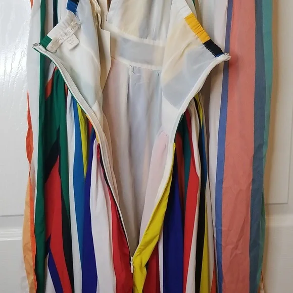 Boston Proper Vertical Backless Striped Halter Top Sleeveless Maxi Dress - Picture 11 of 14